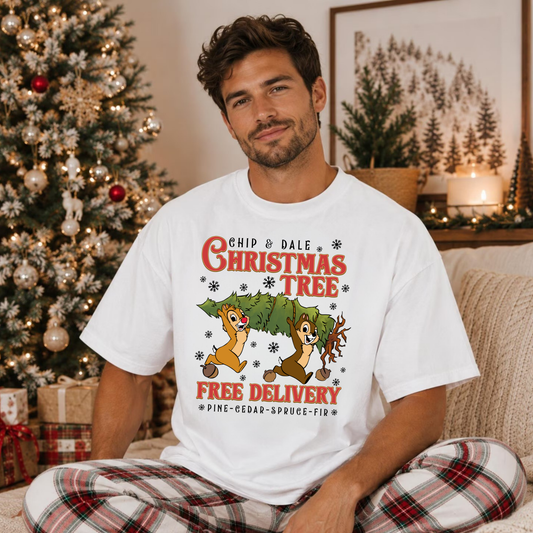 Christmas Chipmunk Tree Shirt | Bella Canvas Christmas Graphic Tee
