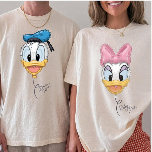 DONALD DAISY BALOON MATCHING COUPLES SHIRTS - RETRO MOUSE-  COMFORT COLORS