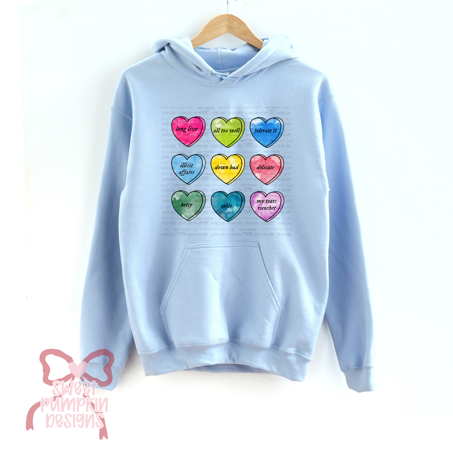 Custom Candy Heart Songs Hoodie