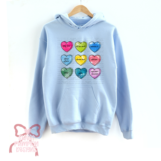 Custom Candy Heart Songs Hoodie