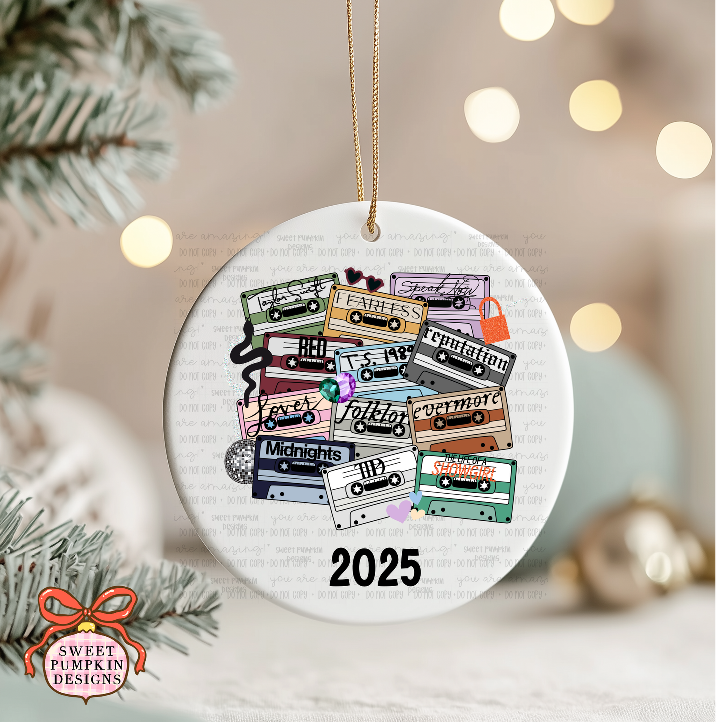 ALBUM TAPES CERAMIC CHRISTMAS ORNAMENT