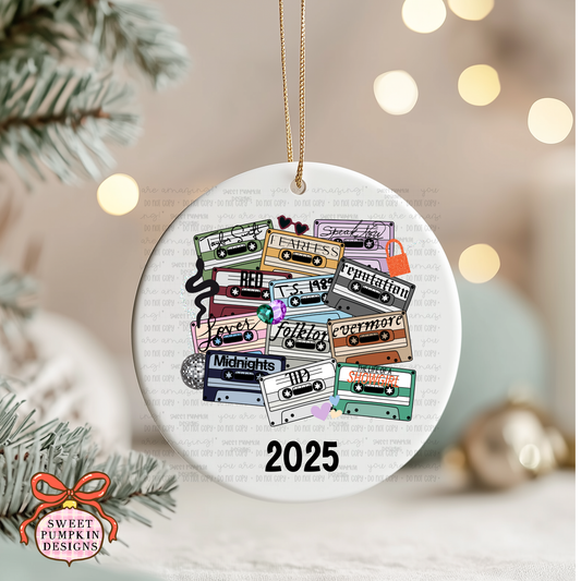 ALBUM TAPES CERAMIC CHRISTMAS ORNAMENT