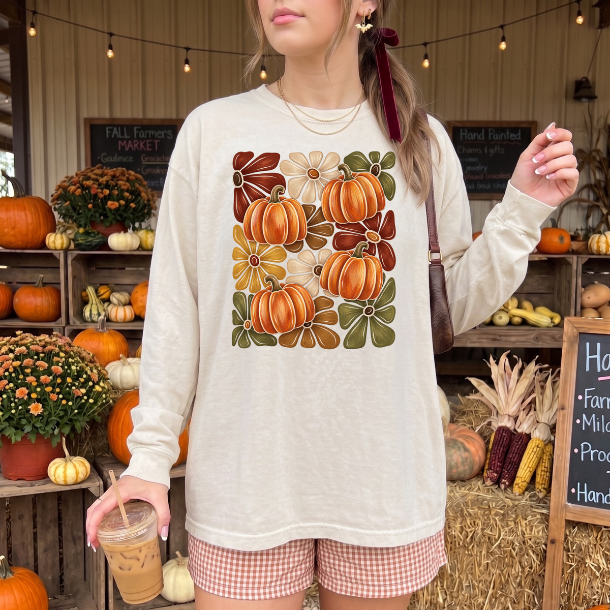 Thanksgiving Pumpkin Floral Comfort Colors Shirt | Fall Thanksgiving Tee or Long Sleeve