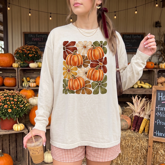 Thanksgiving Pumpkin Floral Comfort Colors Shirt | Fall Thanksgiving Tee or Long Sleeve