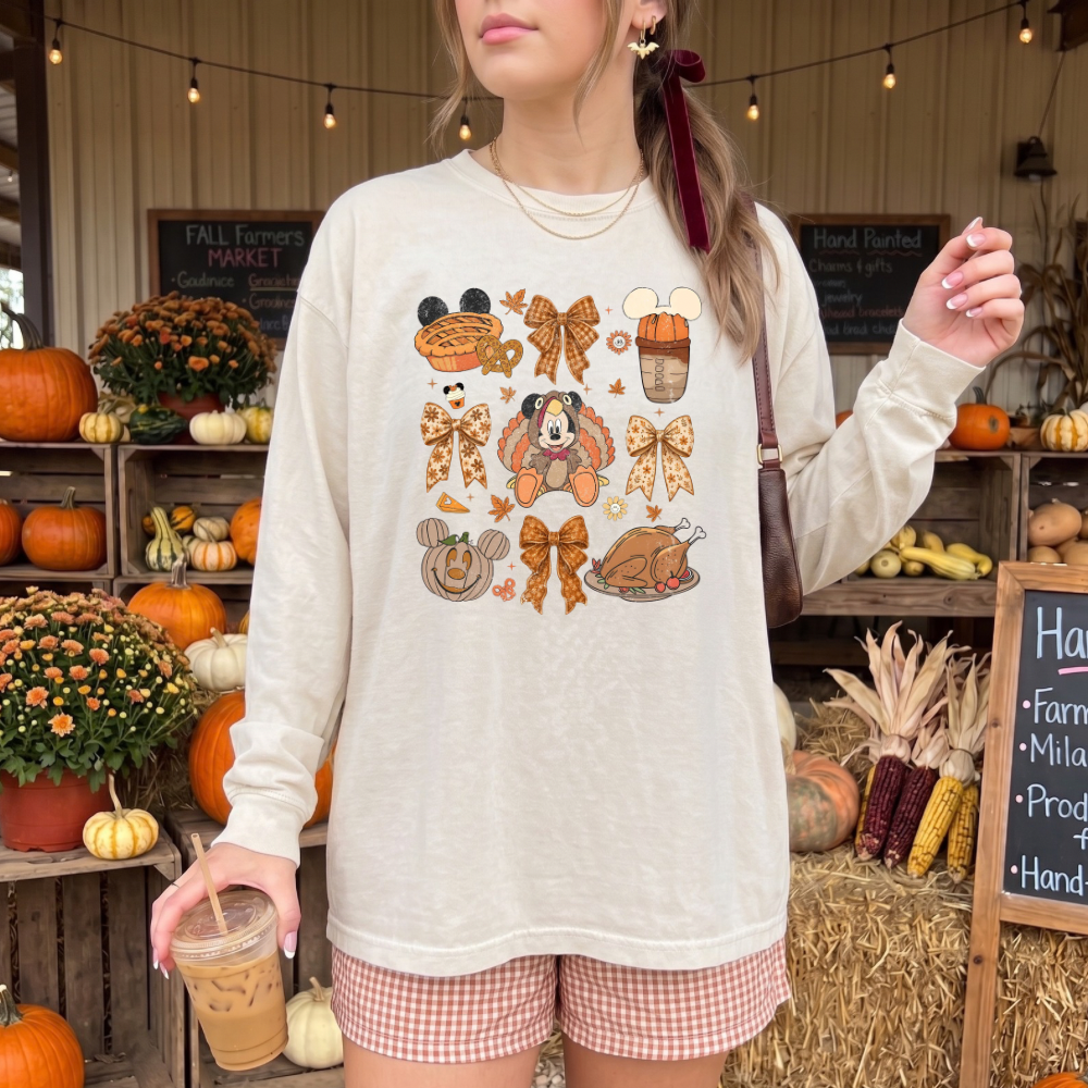 Thanksgiving Mickey Comfort Colors Shirt | Fall Thanksgiving Tee or Long Sleeve