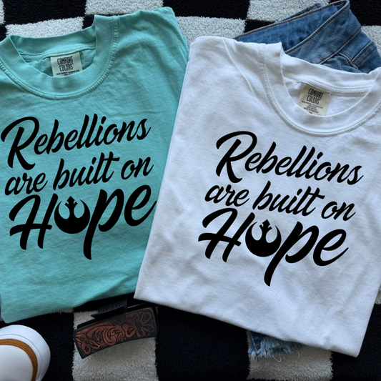 Rebellions Are Built on Hope TANK OR TEE - COMFORT COLORS - MAGICAL PARK DAY VACATION TOP