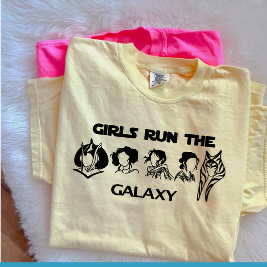 Girls Run the Galaxy TANK OR TEE - COMFORT COLORS - MAGICAL PARK DAY VACATION TOP