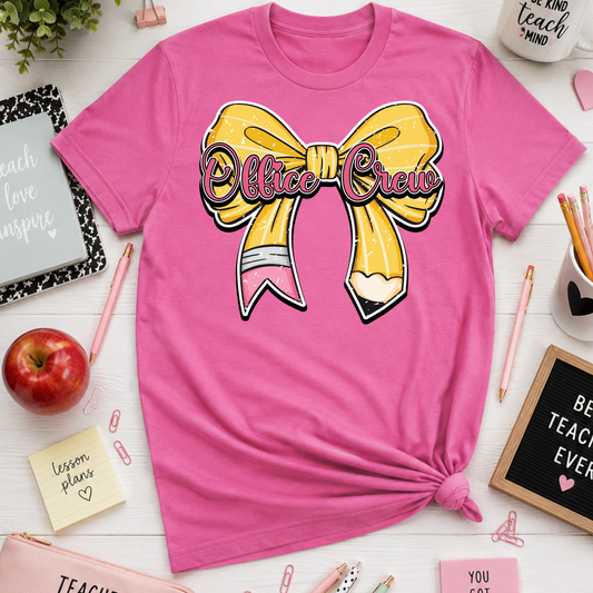 OFFICE CREW PENCIL BOW TSHIRT - TEACHER TUESDAY SALE
