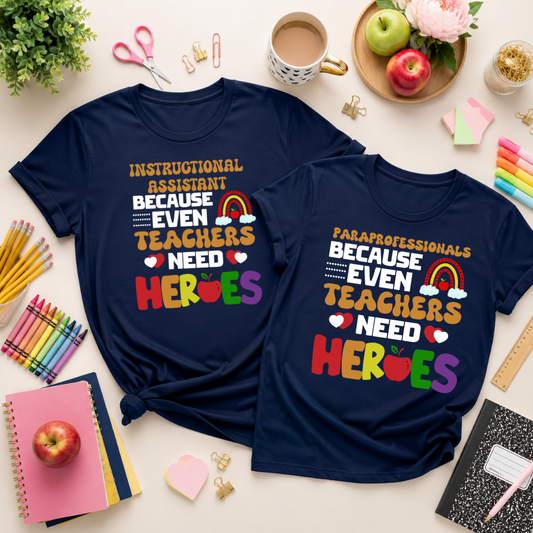 EVEN TEACHERS NEED HEROES TSHIRT - TEACHER TUESDAY SALE