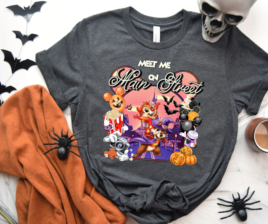 MEET ME ON MAIN Shirt - Bella Canvas - Halfway to Halloween