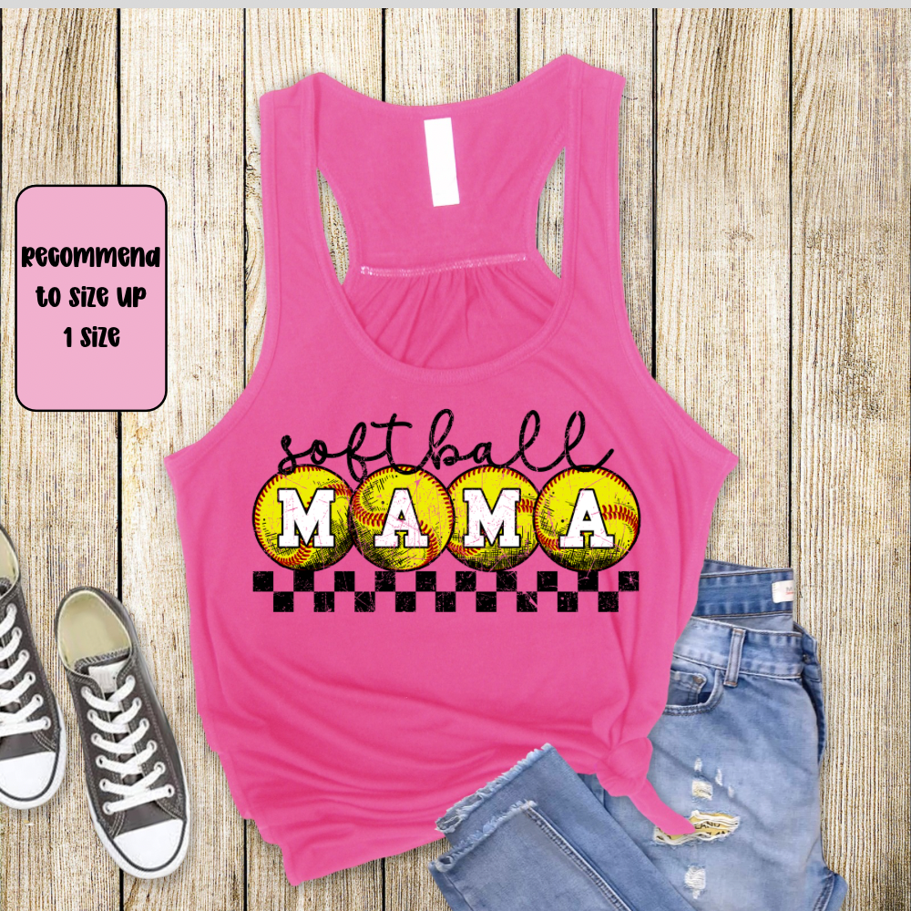 Softball Mama Racerback Tank Top | Softball Mom Tank | Next Level Tank for Sports Moms | Cute Game Day Tank | Summer Softball Outfit