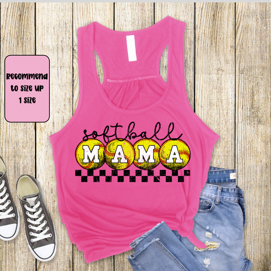 Softball Mama Racerback Tank Top | Softball Mom Tank | Next Level Tank for Sports Moms | Cute Game Day Tank | Summer Softball Outfit