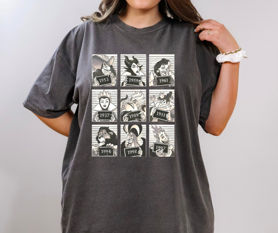 MUGSHOT VILLAINS TANK OR TEE - COMFORT COLORS - MAGICAL PARK DAY VACATION TOP
