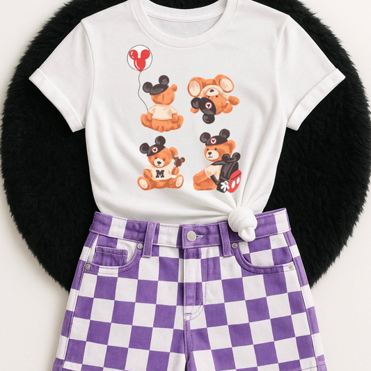 Mouse Club Teddy Bear Collage with Mouse Hat | Magical Theme Park Shirt & Tank | Adult Comfort Colors Tee