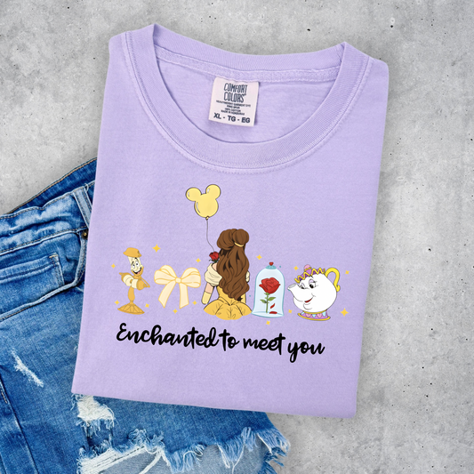 Enchanted to Meet You TANK OR TEE - COMFORT COLORS - MAGICAL PARK DAY VACATION TOP