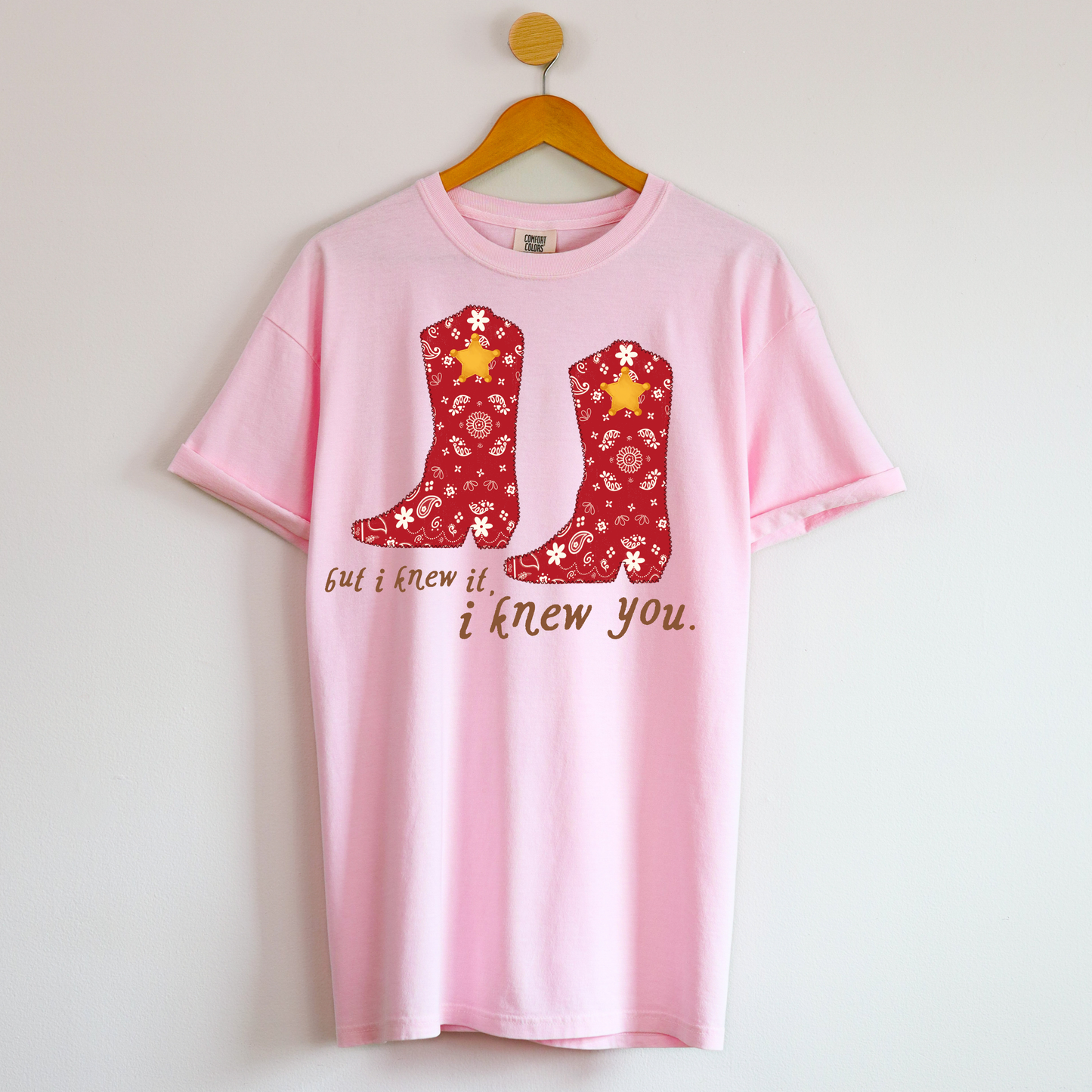 I KNEW IT COWGIRL BOOTS TANK OR TEE - COMFORT COLORS - MAGICAL PARK DAY VACATION TOP