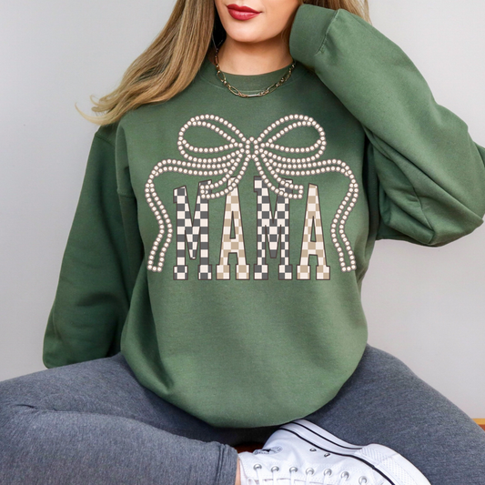 Cute Mama Bow Sweatshirt | Cozy Pink Bow Mama Crewneck | Gift for Moms