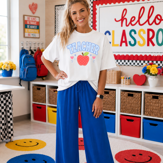 PREPPY PLAID GINGHAM APPLE Teacher Shirt | Bella Canvas Unisex Tee | Comfy Classroom Shirt