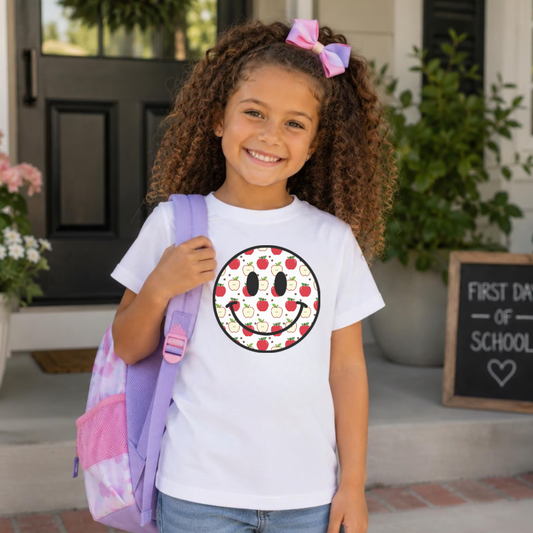 Cute Girls Apple Back to School Shirt | Toddler First Day of School Tee | Preschool, Kindergarten & Elementary School Outfit