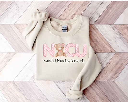 NICU Pink Bear Nurse Sweatshirt | Gildan 18000 Crewneck | Neonatal Intensive Care Nurse Gift | Cozy Medical Sweatshirt | Nurse Appreciation Gift (Copy)