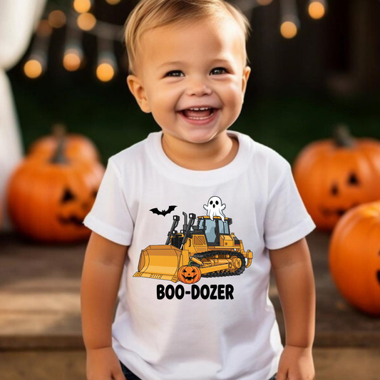 Boo Dozer Boys Halloween Shirt | Toddler Construction Truck Halloween Tee