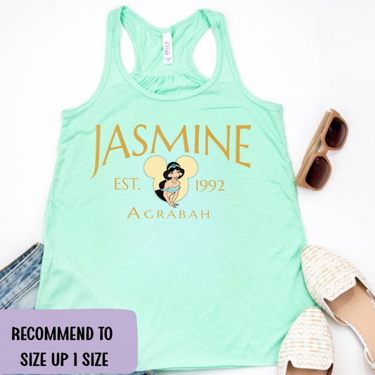 JASMINE Racerback Tank Top for Women – Lightweight Vacation Graphic Tank