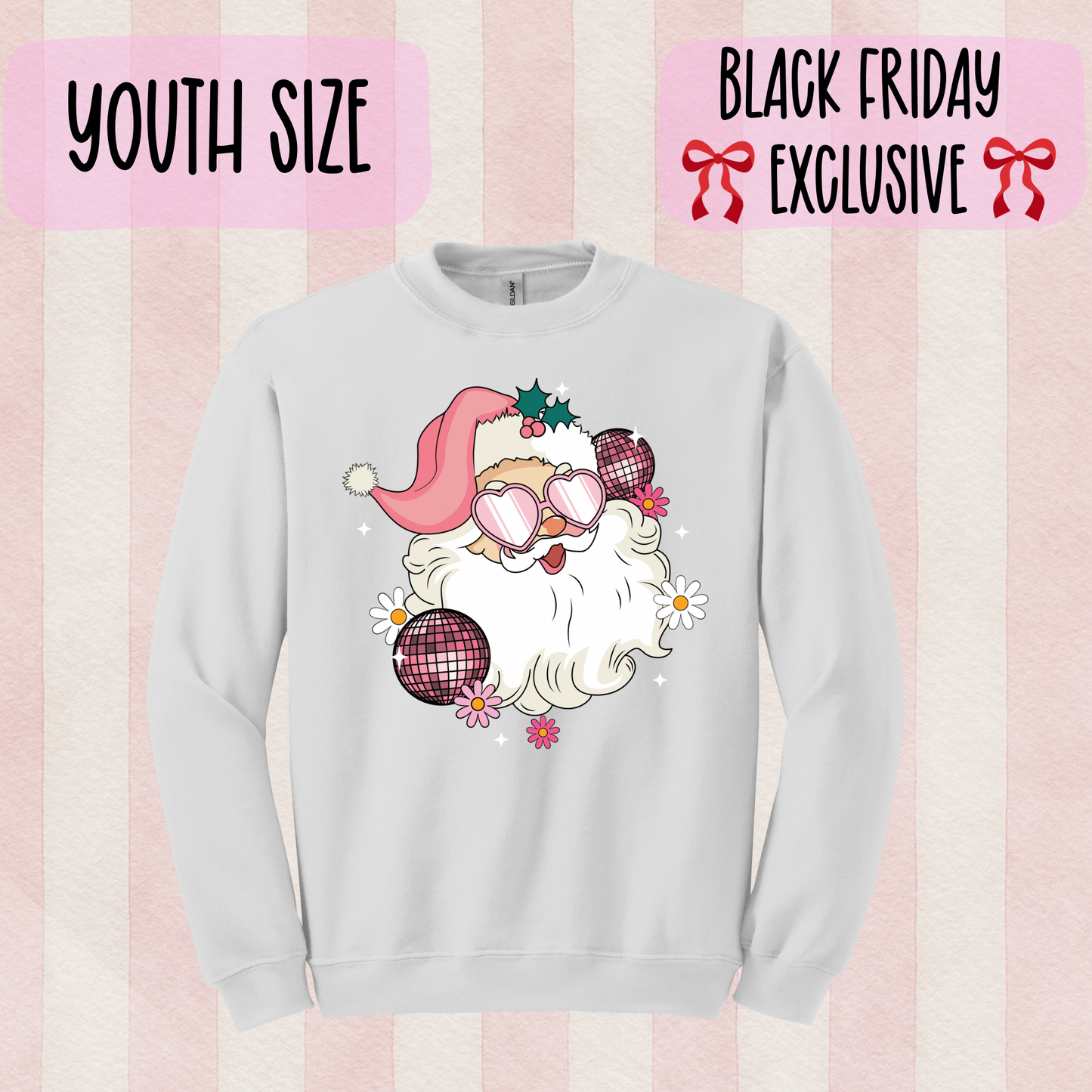 Pink Santa Sweatshirt for Girls - Black Friday Exclusive