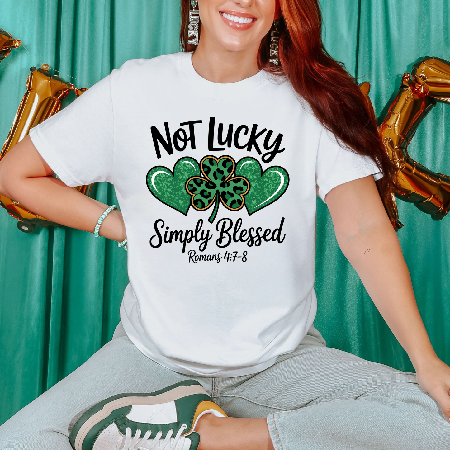 Not Lucky Simply Blessed Shirt for Women | Christian St Patrick’s Day Tee | Faith Based Graphic Shirt | Gift for Her