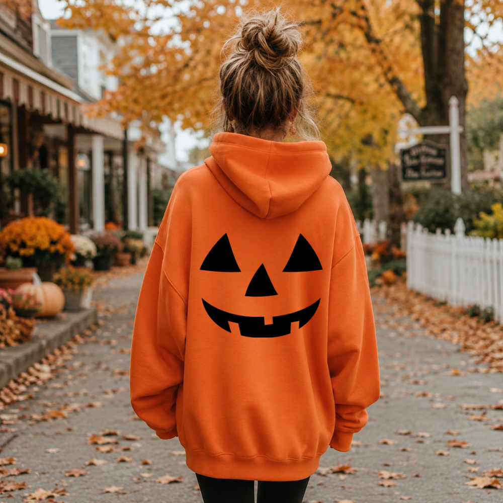 Oversized Jack O’ Lantern Halloween Hoodie | Pumpkin Face Sweatshirt