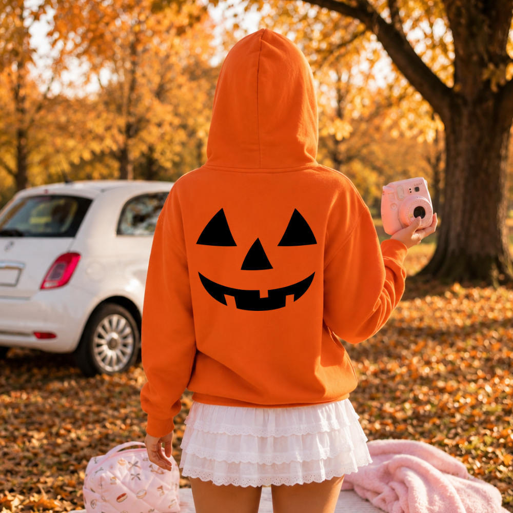 Oversized Jack O’ Lantern Halloween Hoodie | Pumpkin Face Sweatshirt