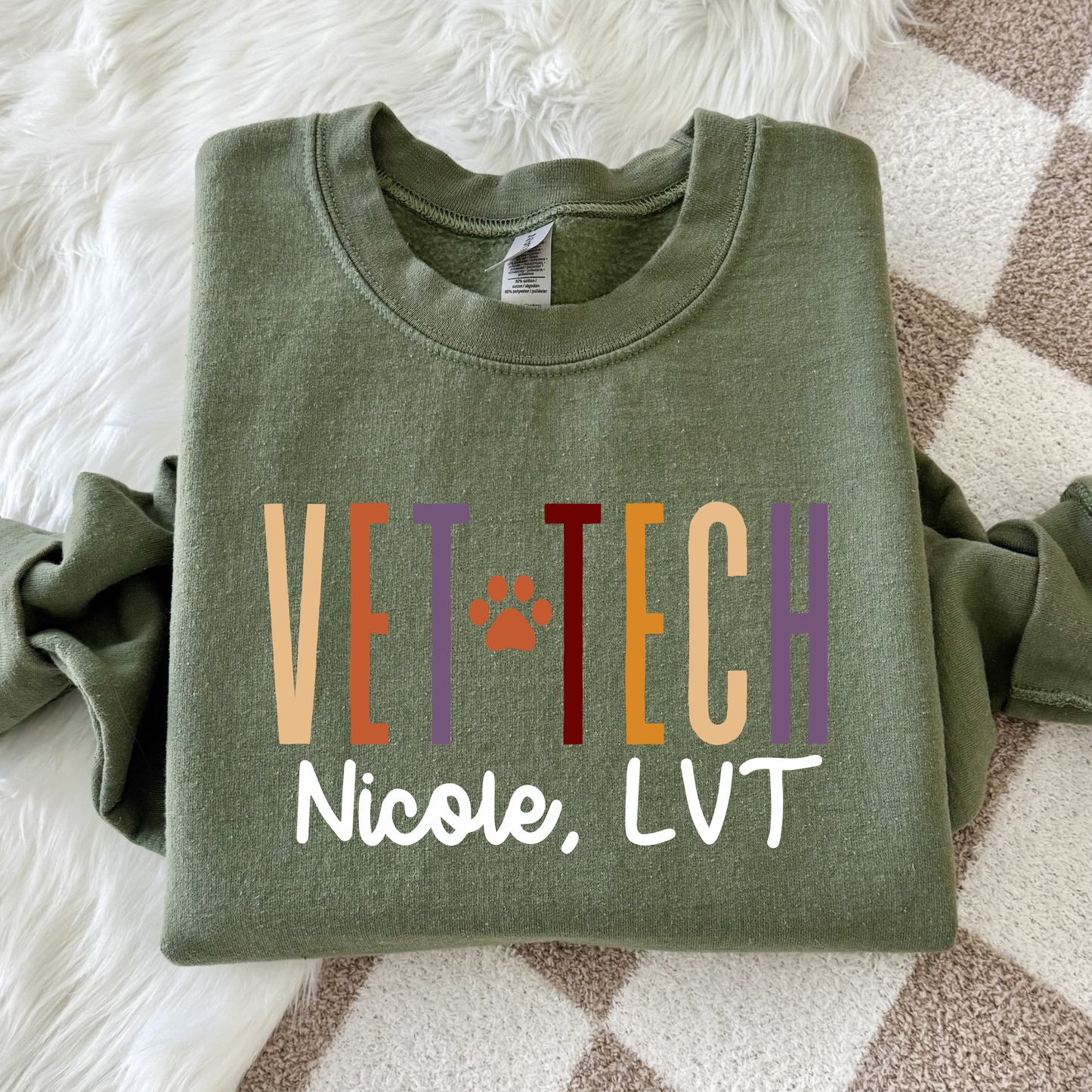 Custom Vet Tech Sweatshirt with Name | Personalized Veterinary Crewneck | Vet Tech Gift