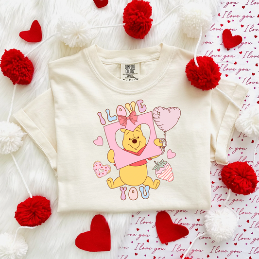 VALENTINES DAY i love you bear  SHIRT - Youth & Adult Sizes