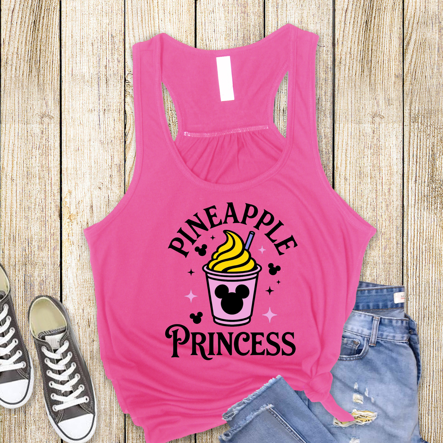 Pineapple Princess Racerback Tank for Women – Lightweight Vacation Graphic Tank