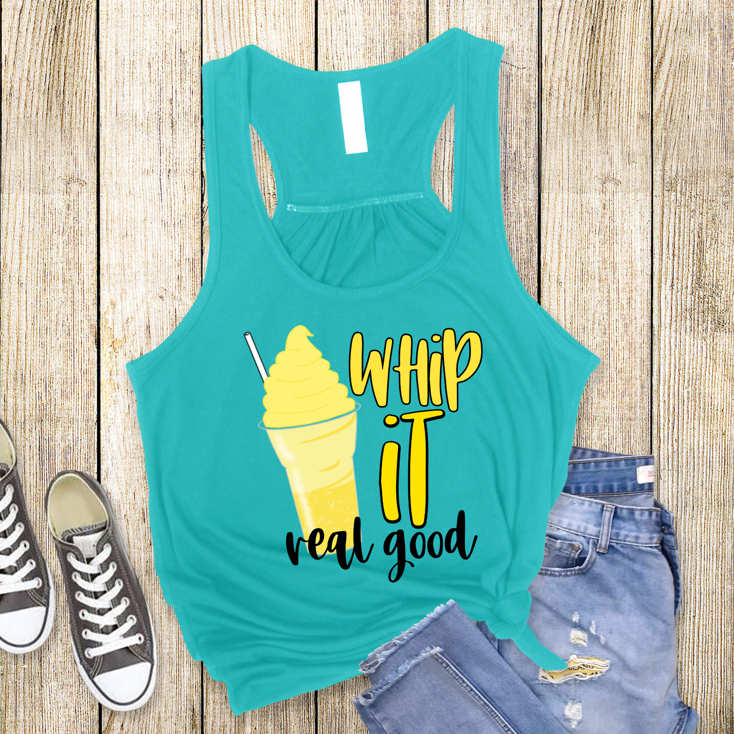 WHIP IT Racerback Tank for Women – Lightweight Vacation Graphic Tank