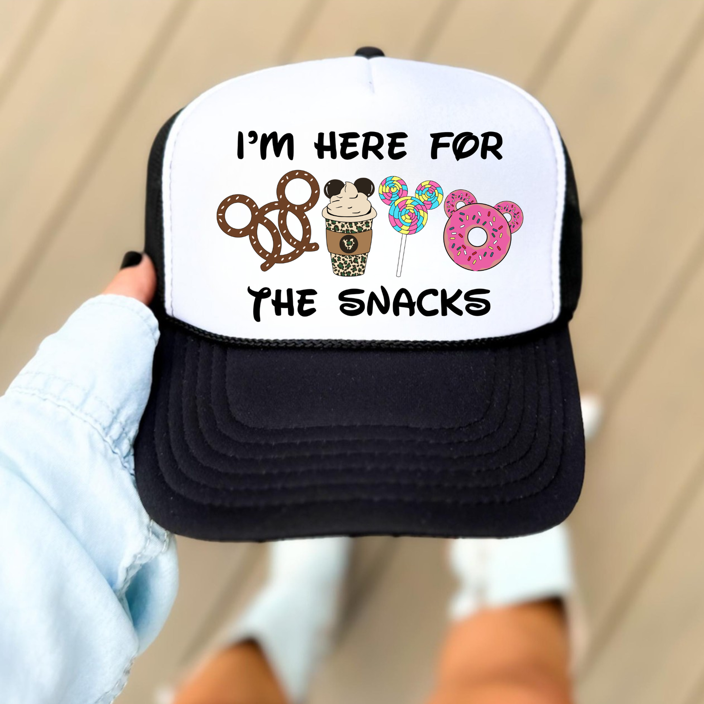 HERE FOR THE SNACKS ADULT FOAM TRUCKER HAT