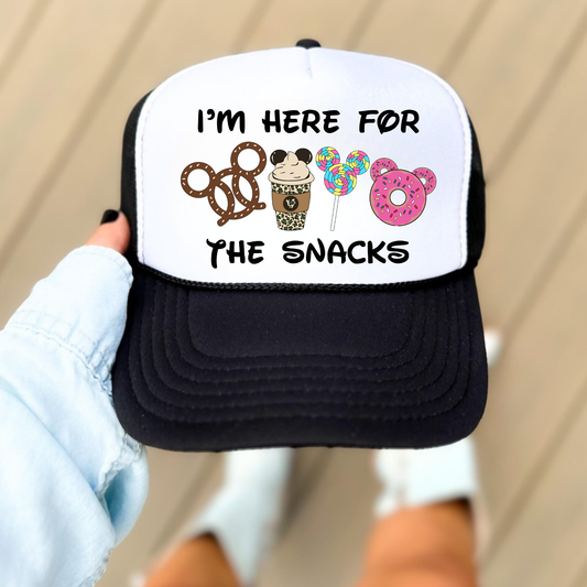 HERE FOR THE SNACKS ADULT FOAM TRUCKER HAT