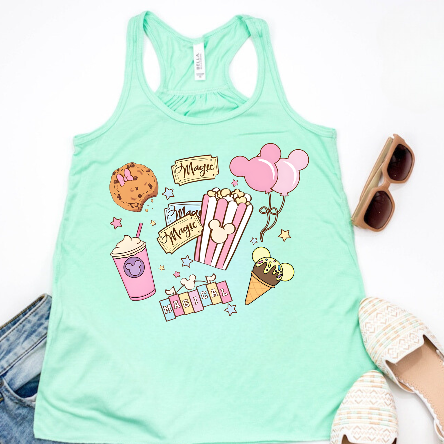 MAGICAL SNACKS Racerback Tank for Women – Lightweight Vacation Graphic Tank
