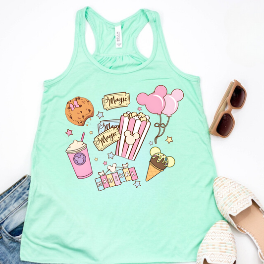 MAGICAL SNACKS Racerback Tank for Women – Lightweight Vacation Graphic Tank