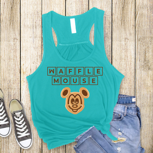 WAFFLE MOUSE Racerback Tank for Women – Lightweight Vacation Graphic Tank