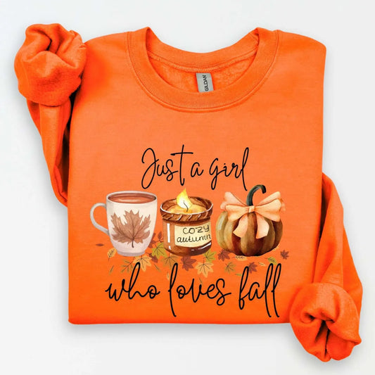 Just a Girl Who Loves Fall Sweatshirt | Cozy Pumpkin Spice Autumn Crewneck