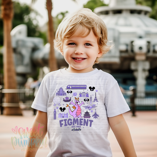 PURPLE FIGGY DRAGON Magical Theme Park Kids Shirt | Toddler & Youth Sizes