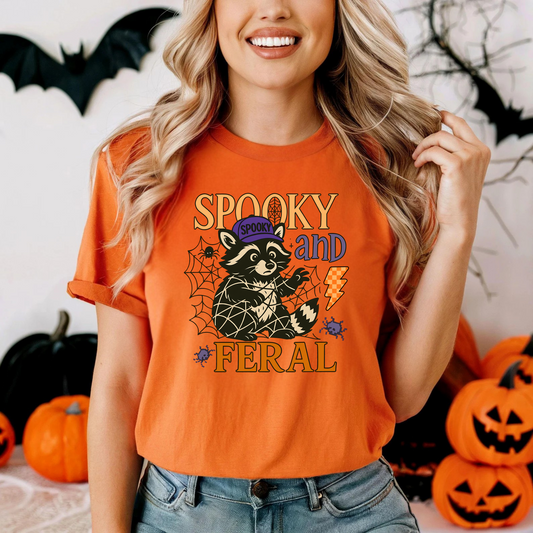 Feral & Spooky Raccoon Halloween Shirt Comfort Colors