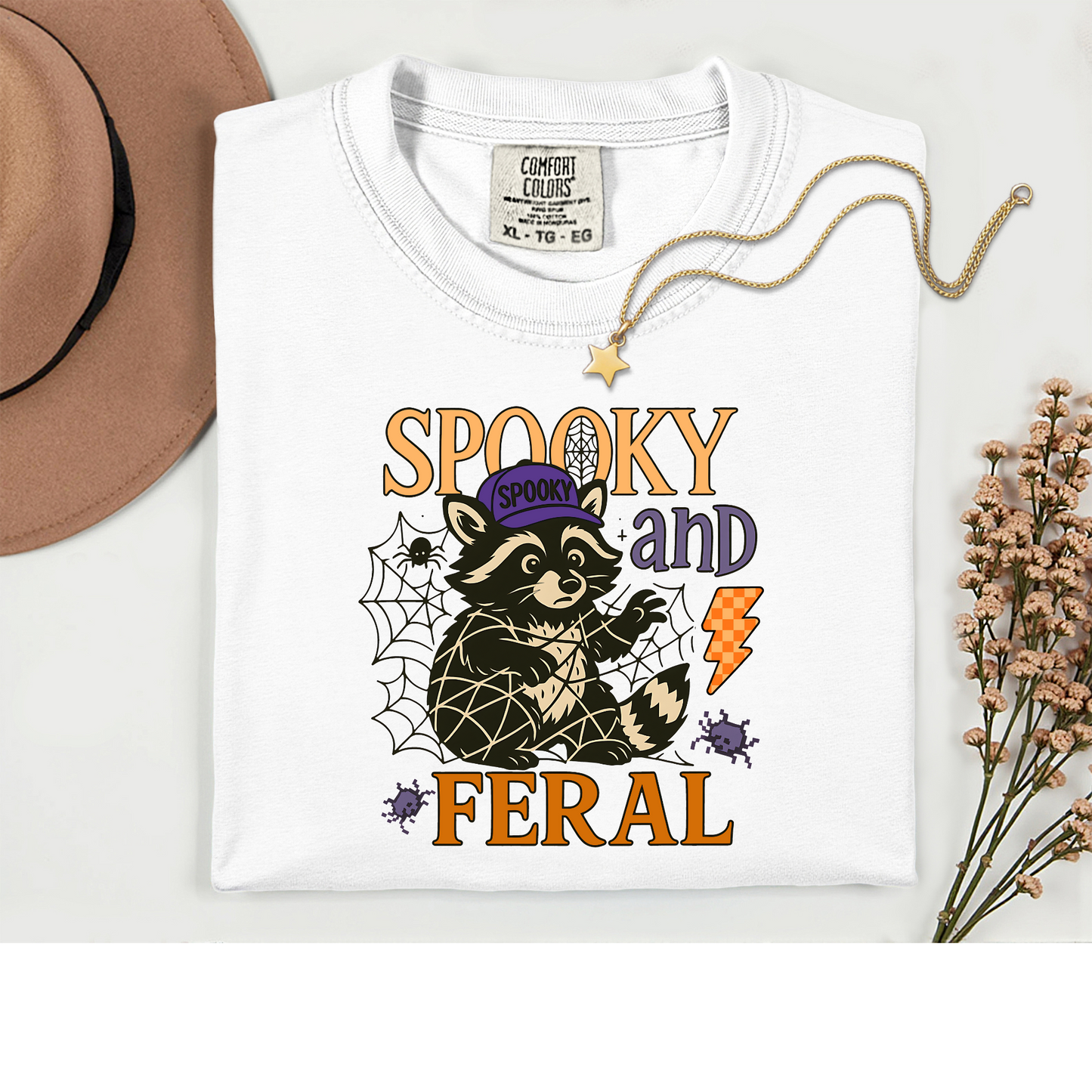 Feral & Spooky Raccoon Halloween Shirt Comfort Colors