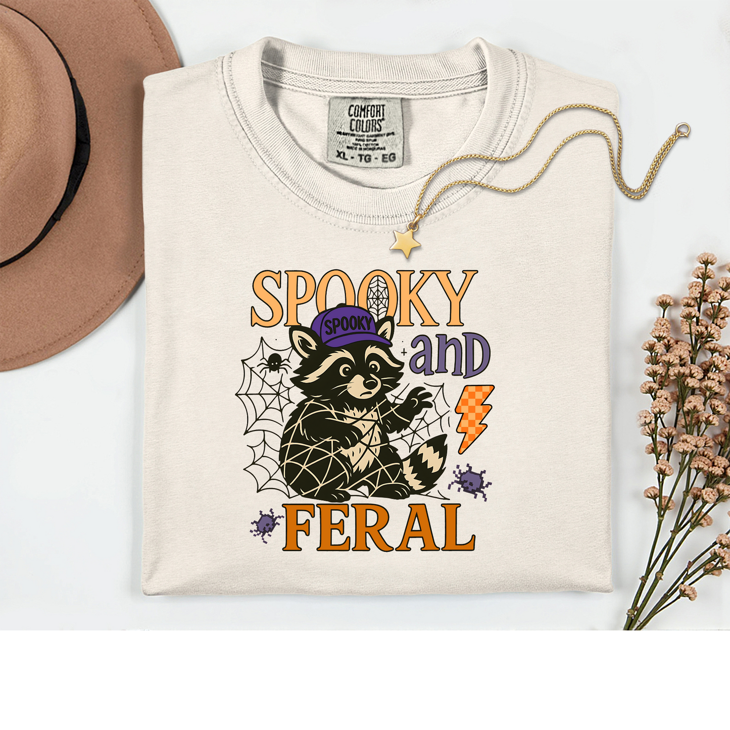 Feral & Spooky Raccoon Halloween Shirt Comfort Colors