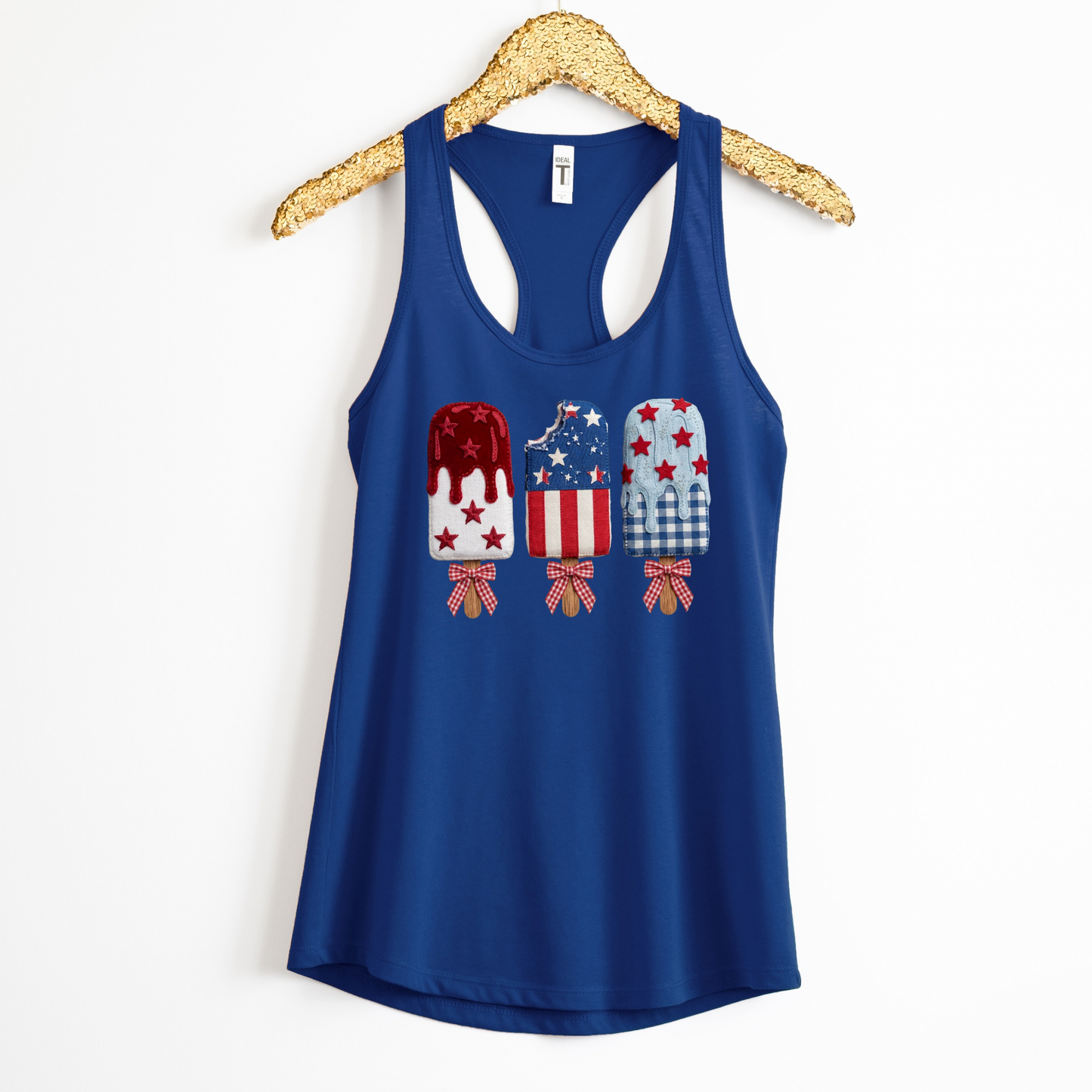 Patriotic Ice Cream Racerback Tank Top for Women | 4th of July Outfit | Red White and Blue Tank