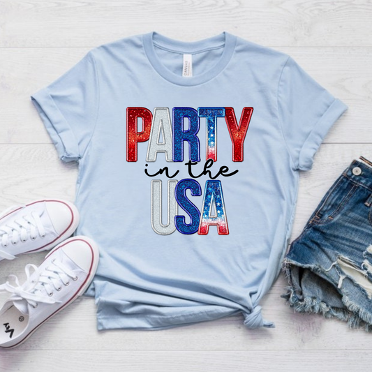 Patriotic Party in the USA Bella Canvas T-Shirt for Women | 4th of July Outfit | Red White and Blue Shirt