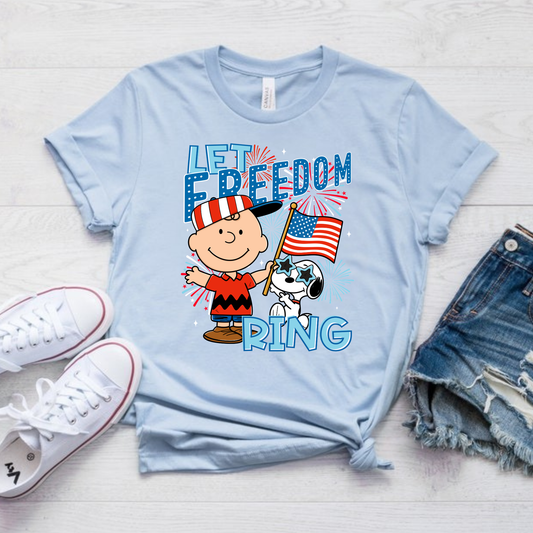 Patriotic Charlie Let Freedom Ring Bella Canvas T-Shirt for Women | 4th of July Outfit | Red White and Blue Shirt
