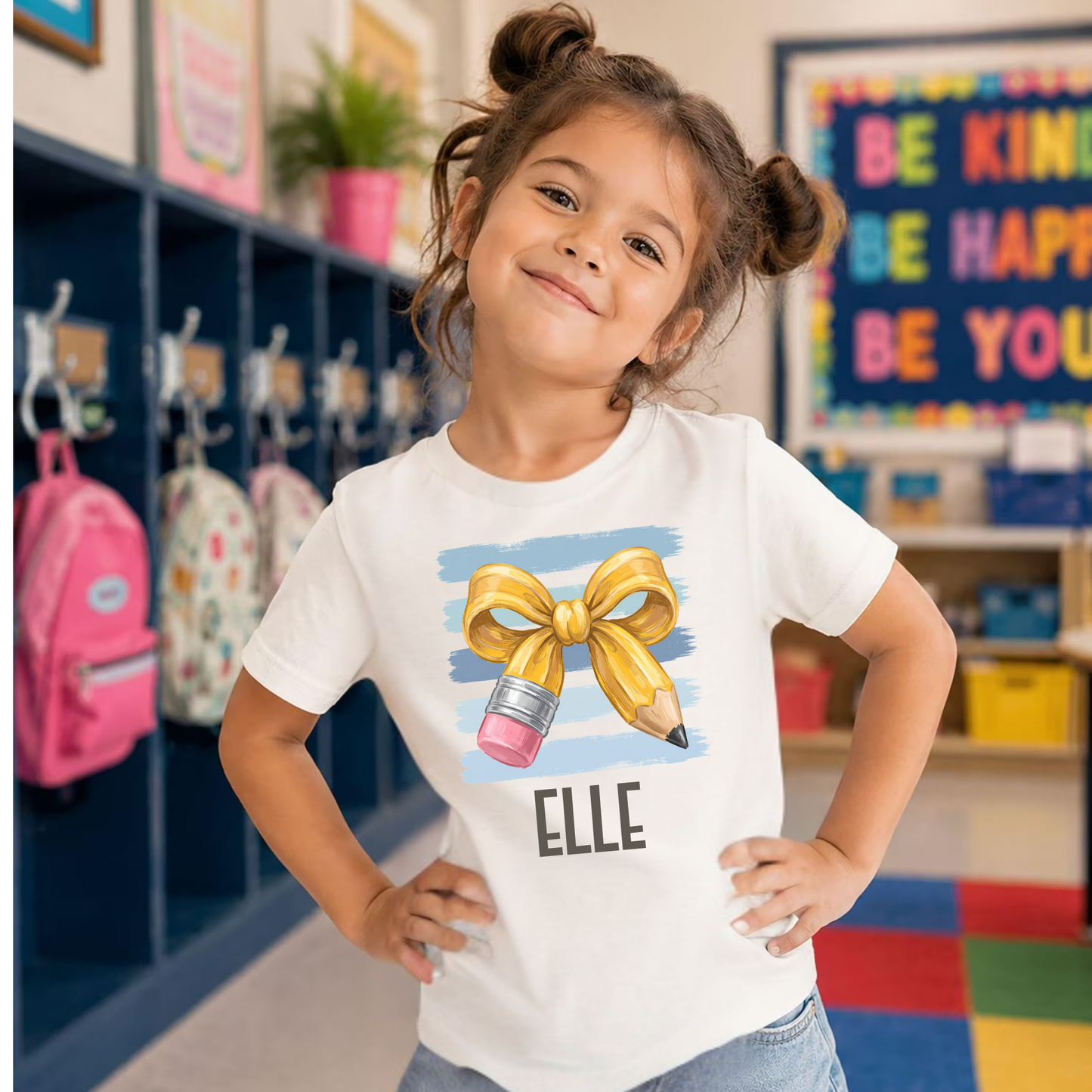 Personalized Back to School Shirt | Custom Girl’s Name Shirt | Pencil Bow Shirt