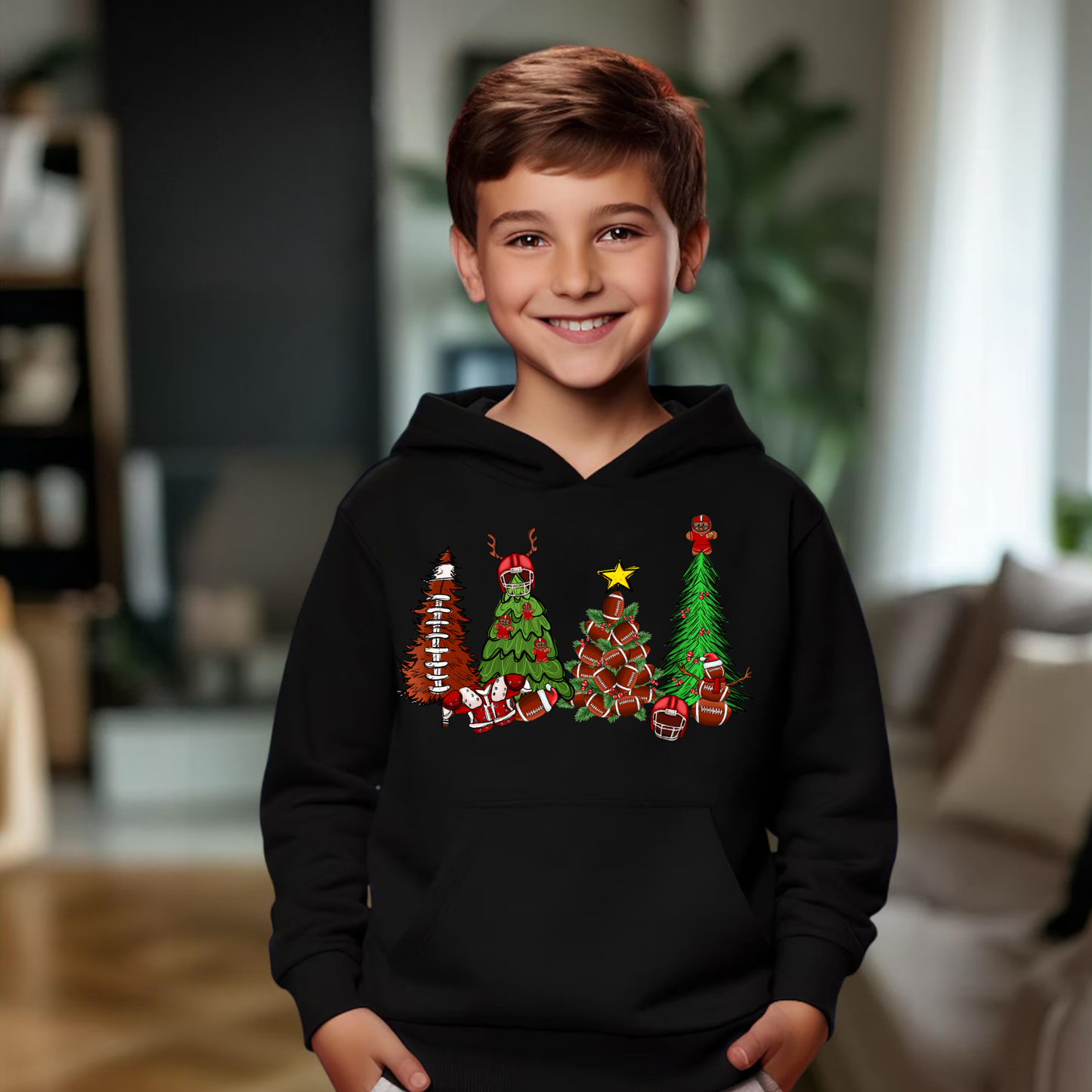 Football Christmas Trees Hoodie for Adults & Youth