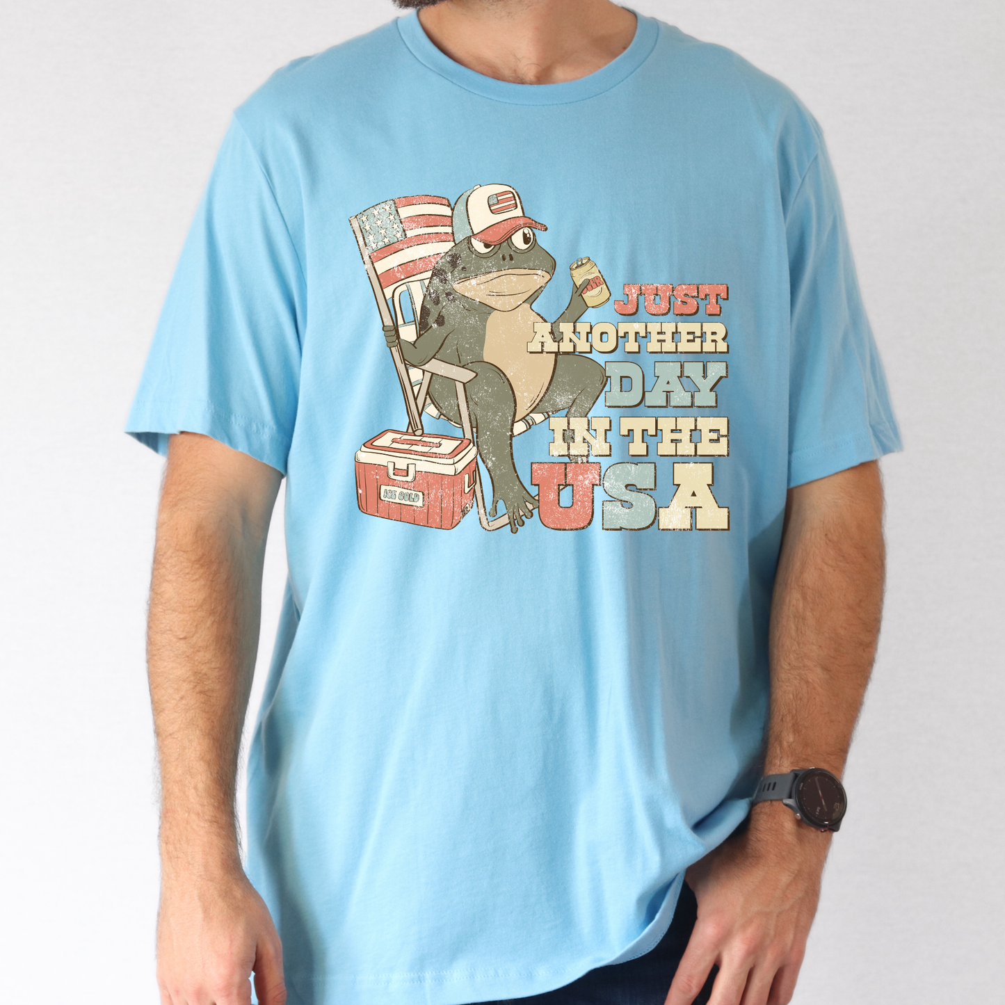 Men’s Funny Frog Patriotic Shirt | Bella Canvas Fourth of July Graphic Tee | USA Summer Shirt for Men